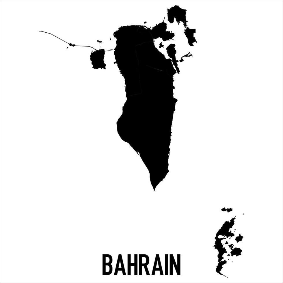 Bahrain Map - black World Map International template with High detailed isolated on white background vector