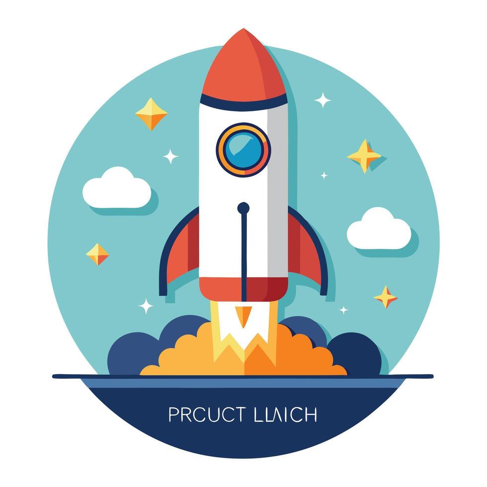 Modern Rocket Icon Being Unveiled and Isolated Background vector