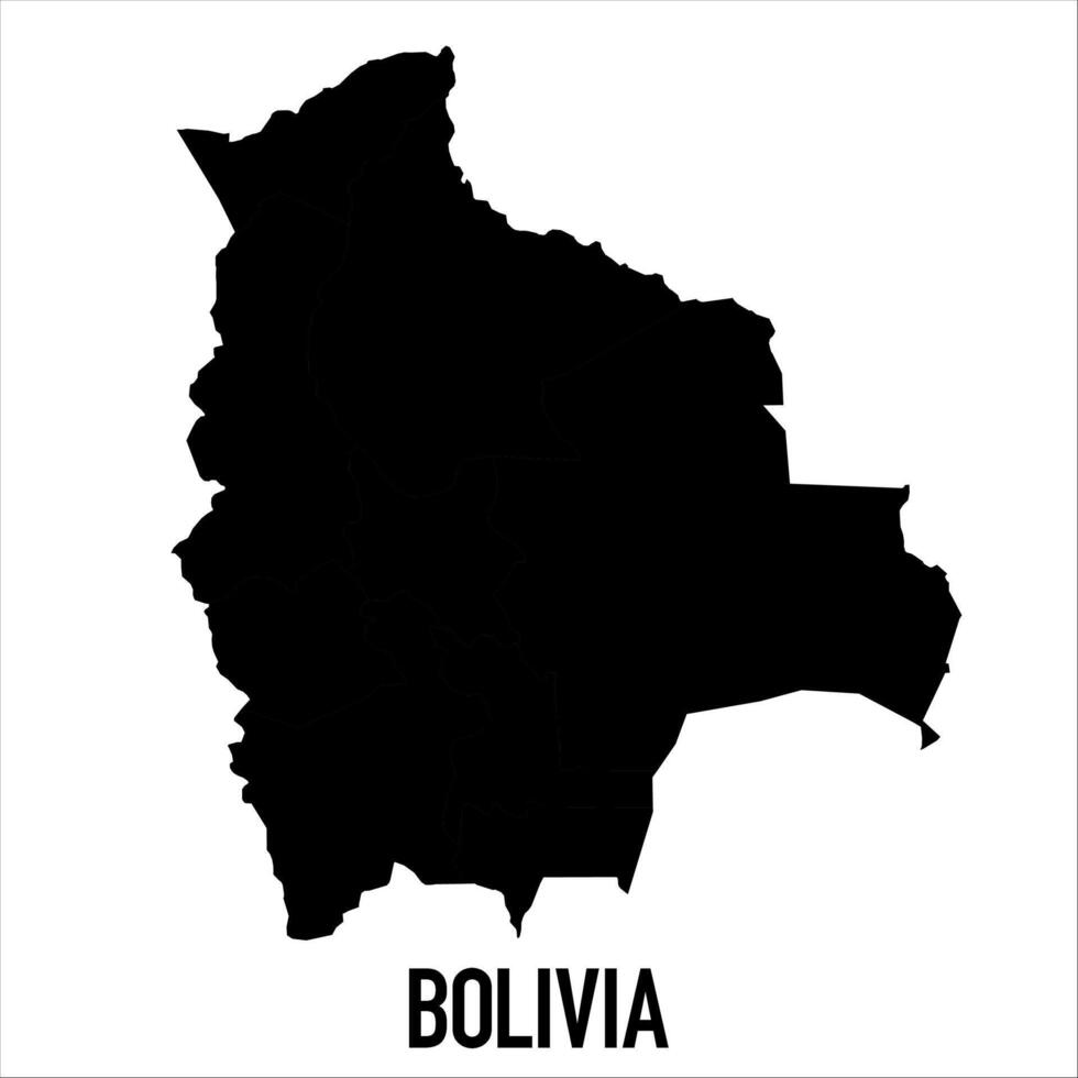 Bolivia Map - black World Map International template with High detailed isolated on white background vector
