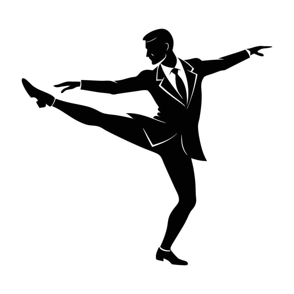 Passionate Tango Dancer Maintaining a Striking Pose with One Leg Gracefully Outstretched vector