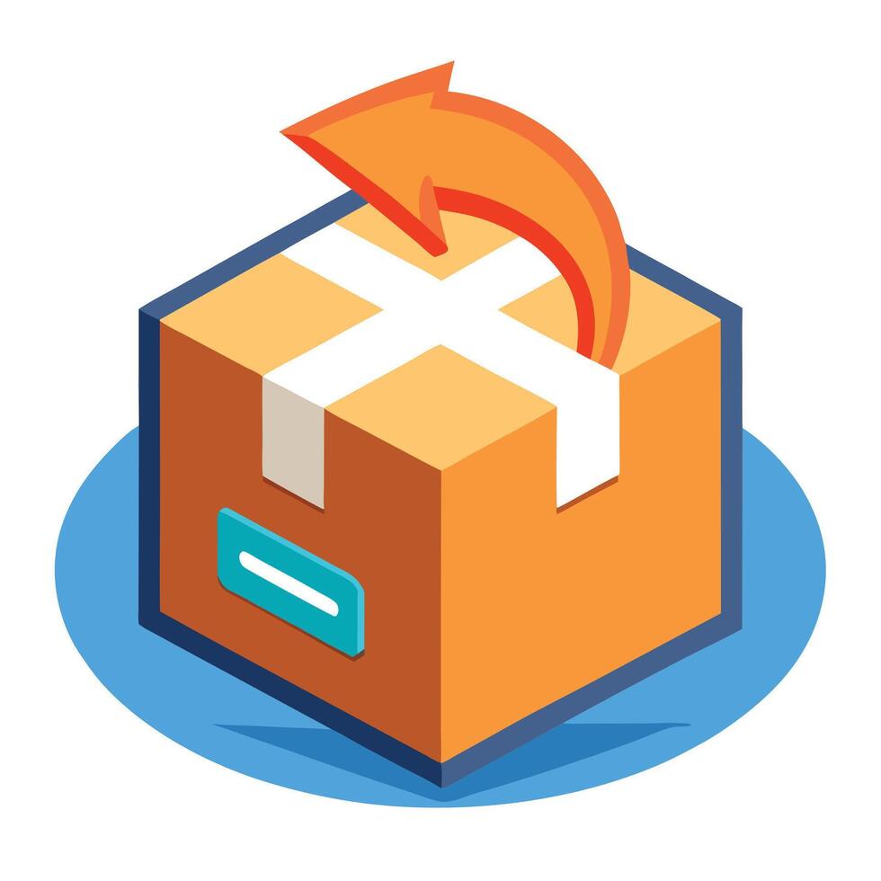 Modern Product Box Icon with a Return Arrow and Isolated Background vector