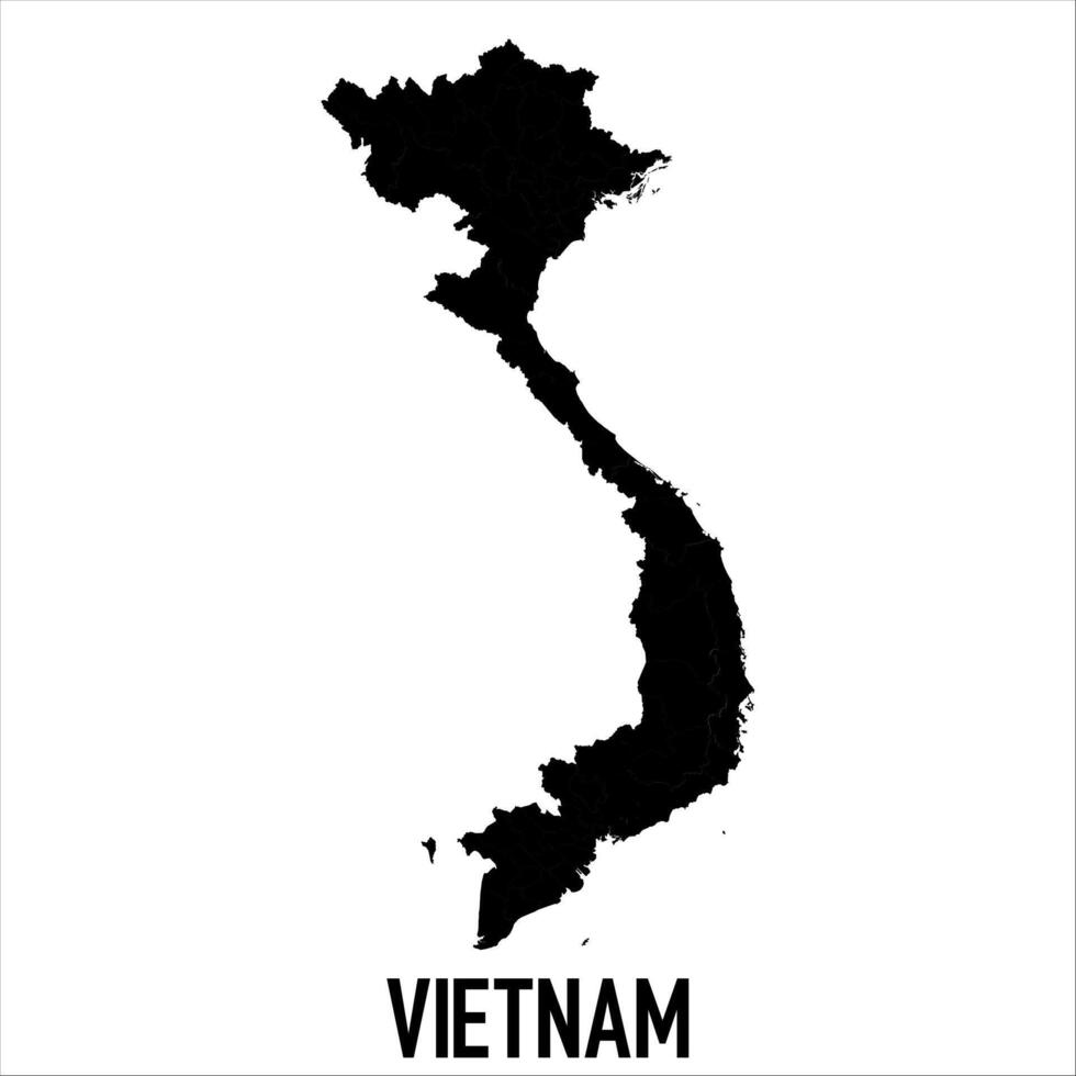 Vietnam Map - black World Map International template with High detailed isolated on white background vector