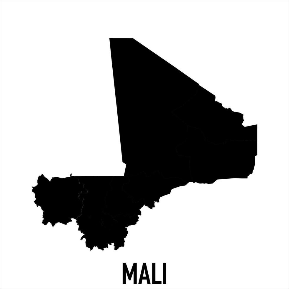 Mali Map - black World Map International template with High detailed isolated on white background vector