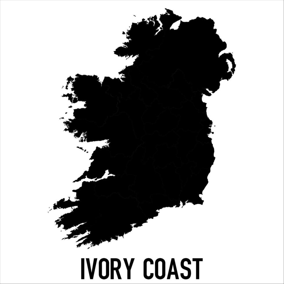 Ivory Coast Map - black World Map International template with High detailed isolated on white background vector