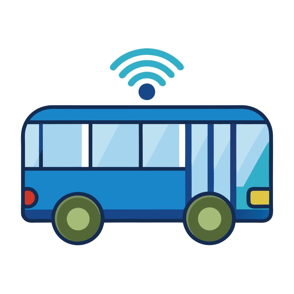 Modern Bus Icon with a Wi-Fi Signal and Isolated Background vector