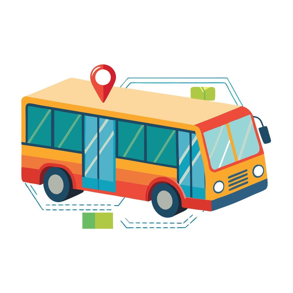 Modern Bus Icon with a Transit Map and Isolated Background vector