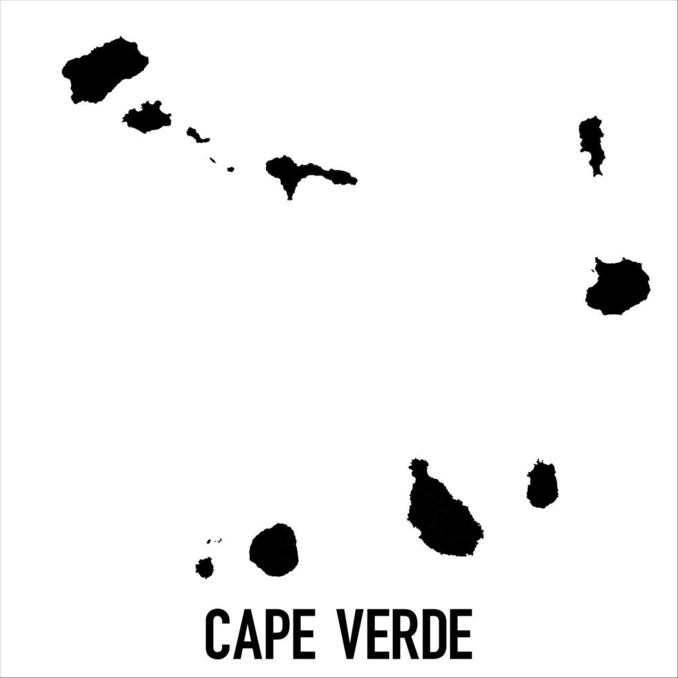 Cape Verde Map - black World Map International template with High detailed isolated on white background vector