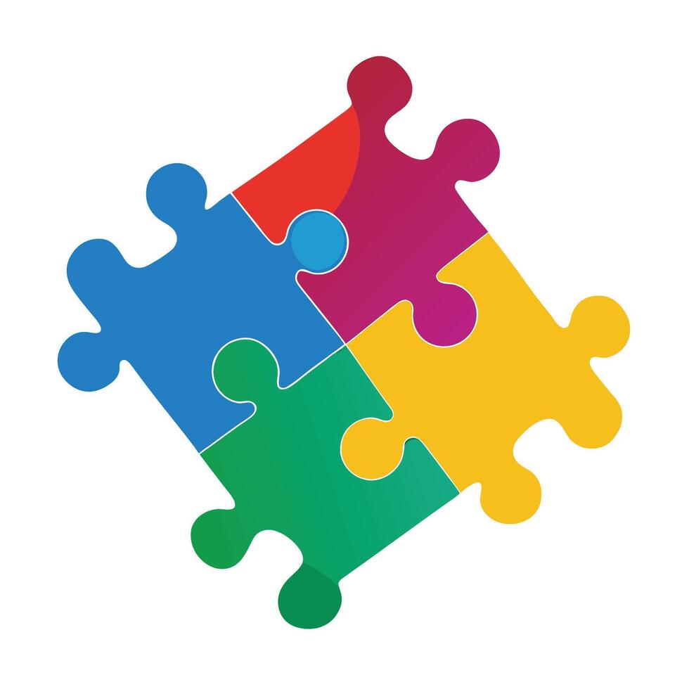 Modern Colorful Puzzle Piece Icon and Isolated Background vector