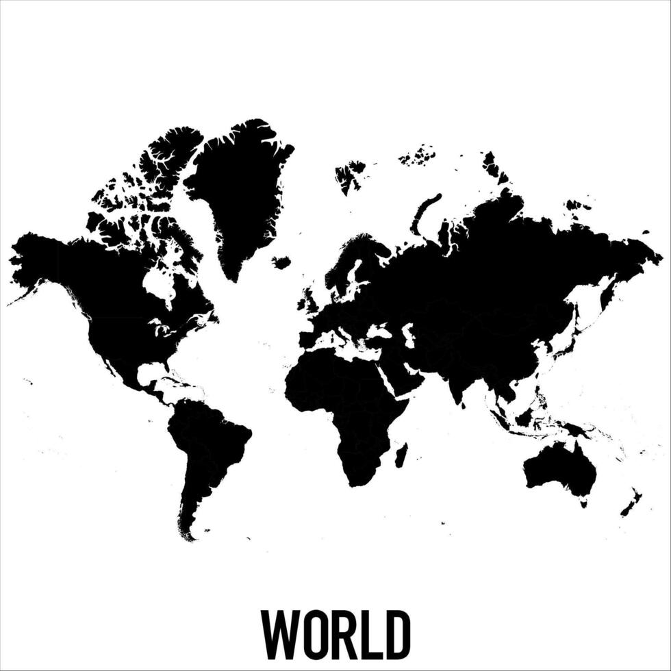 World Map - black World Map International template with High detailed isolated on white background vector