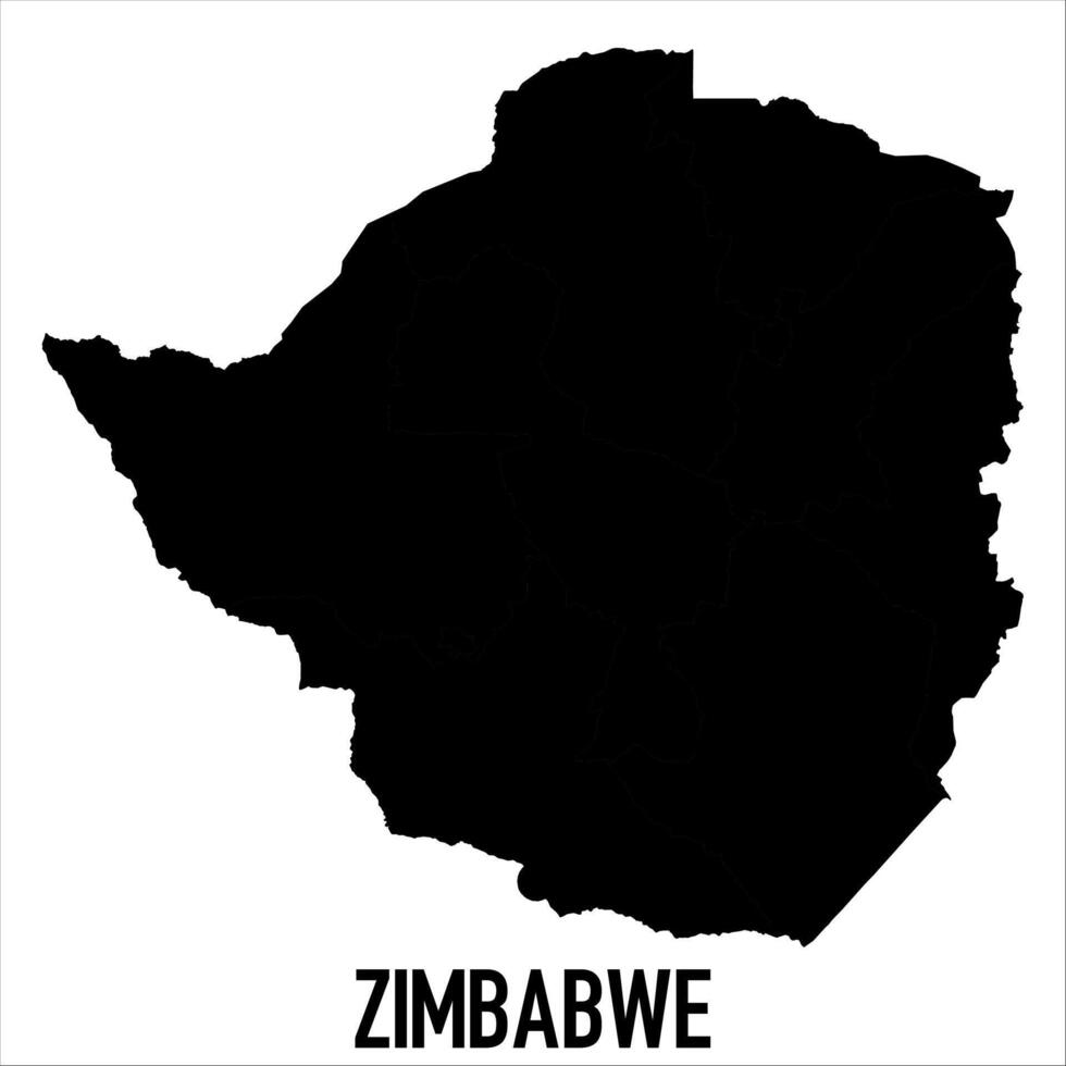 Zimbabwe Map - black World Map International template with High detailed isolated on white background vector