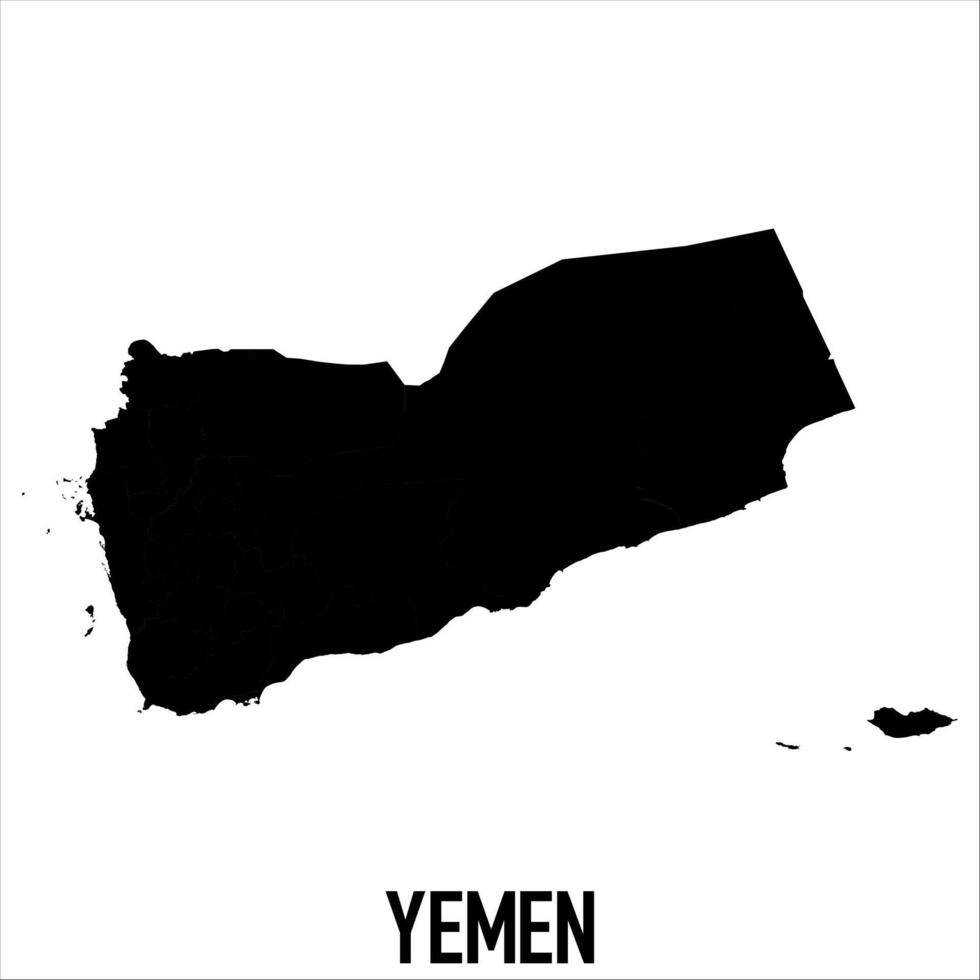 Yemen Map - black World Map International template with High detailed isolated on white background vector