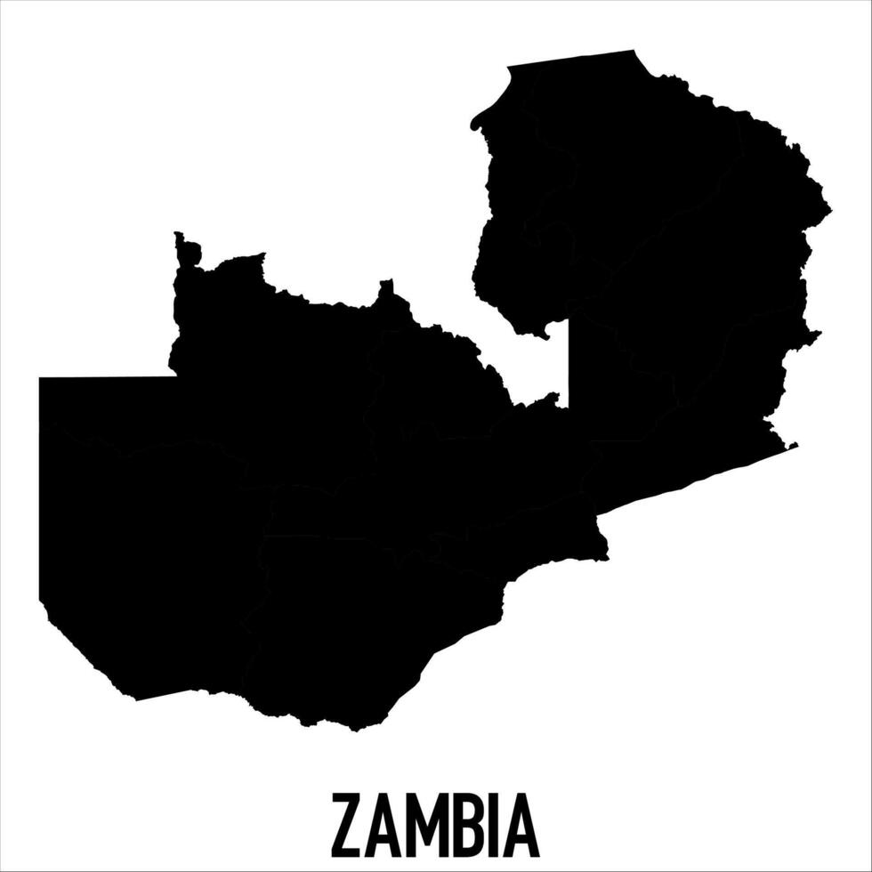 Zambia Map - black World Map International template with High detailed isolated on white background vector