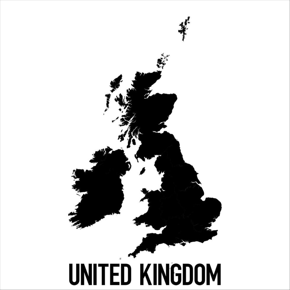 United Kingdom Map - black World Map International template with High detailed isolated on white background vector
