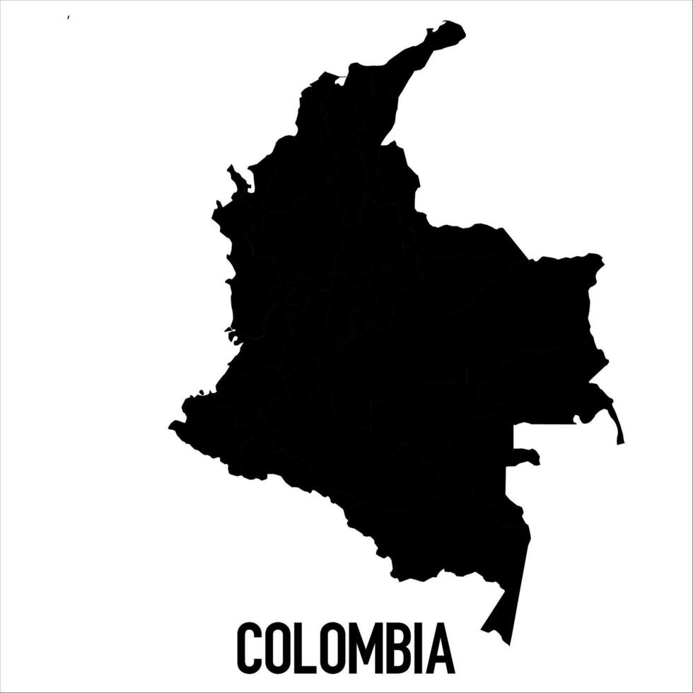 Colombia Map - black World Map International template with High detailed isolated on white background vector