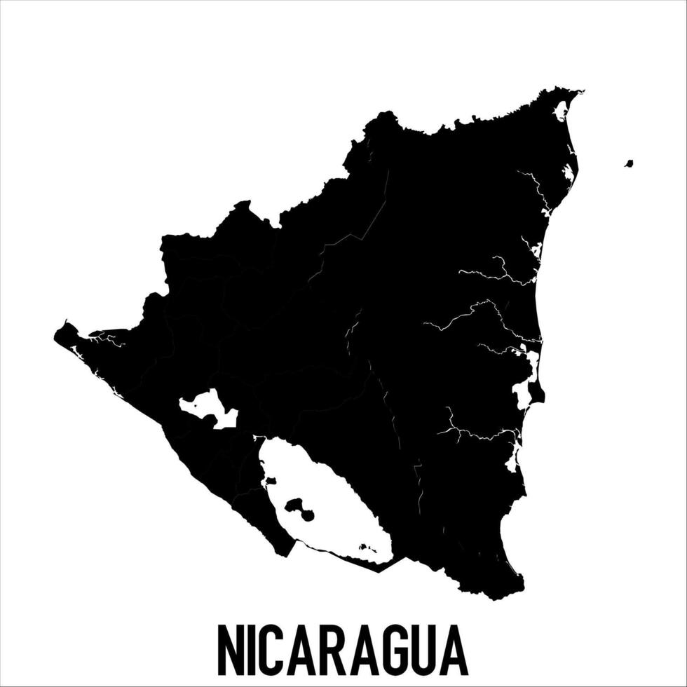 Nicaragua Map - black World Map International template with High detailed isolated on white background vector
