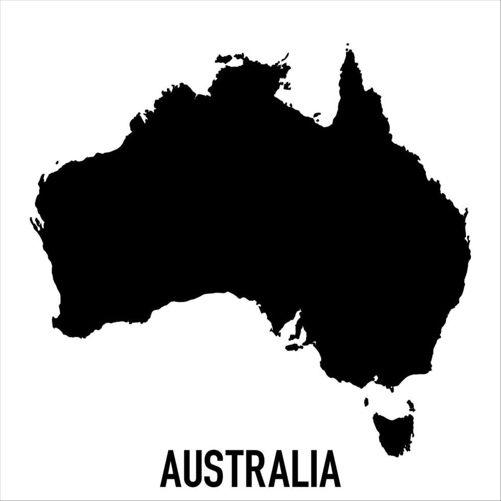 Australia Map - black World Map International template with High detailed isolated on white background vector