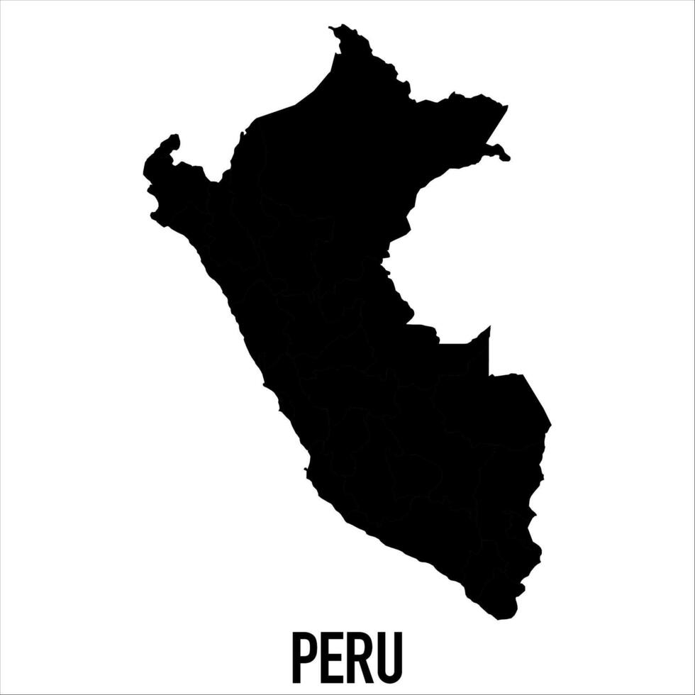 Peru Map - black World Map International template with High detailed isolated on white background vector