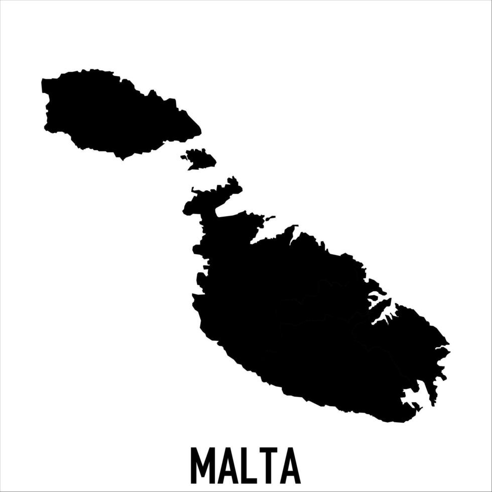 Malta Map - black World Map International template with High detailed isolated on white background vector
