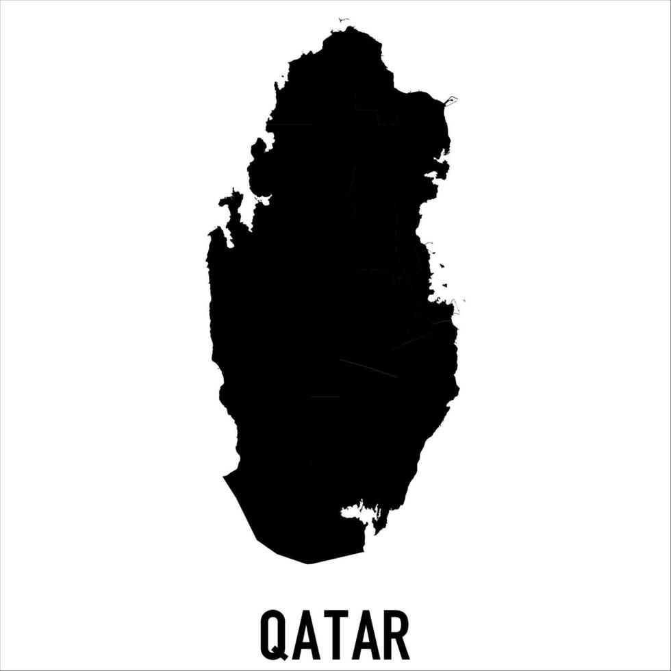 Qatar Map - black World Map International template with High detailed isolated on white background vector