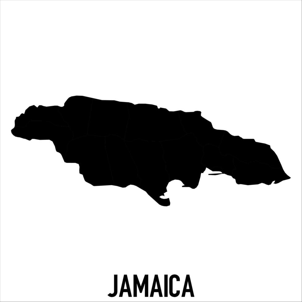 Jamaica Map - black World Map International template with High detailed isolated on white background vector