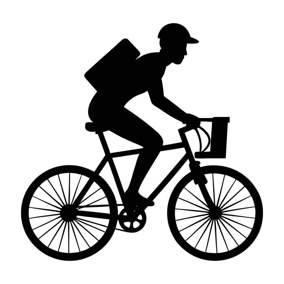 Swift courier delivering a package with efficient motion in silhouette vector