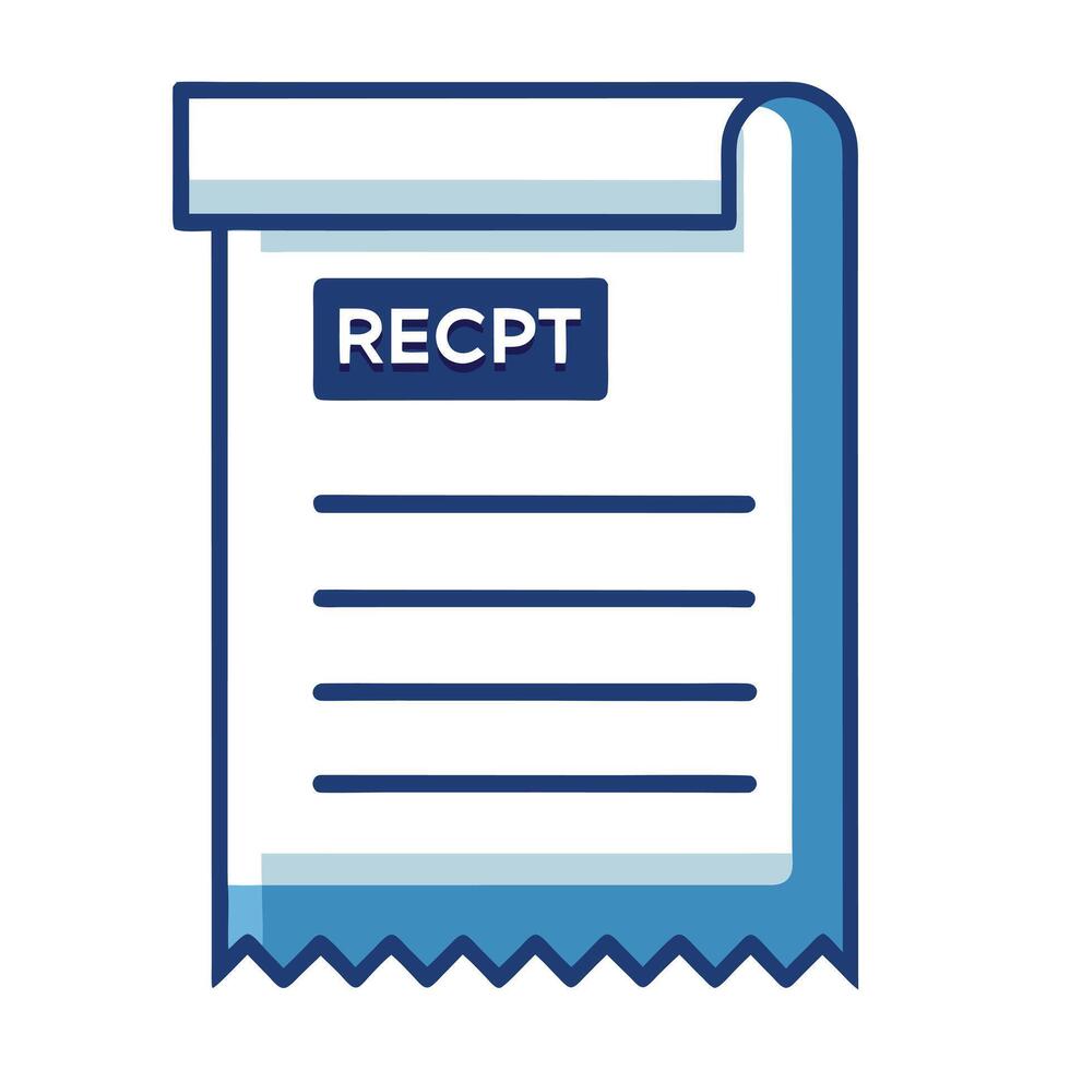 Modern Flat Style Receipt Icon with Print and Isolated Background vector