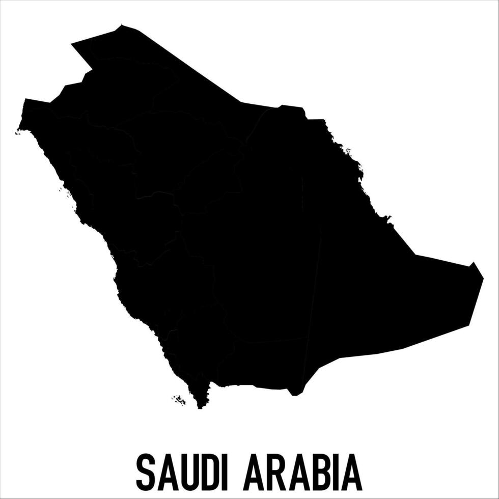 Saudi Arabia Map - black World Map International template with High detailed isolated on white background vector