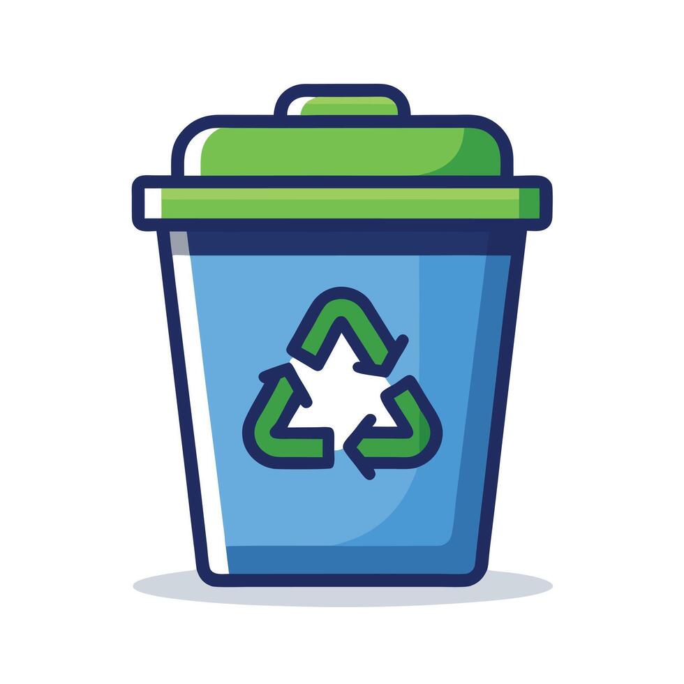 Modern Trash Bin Icon with a Recycling Symbol and Isolated Background vector