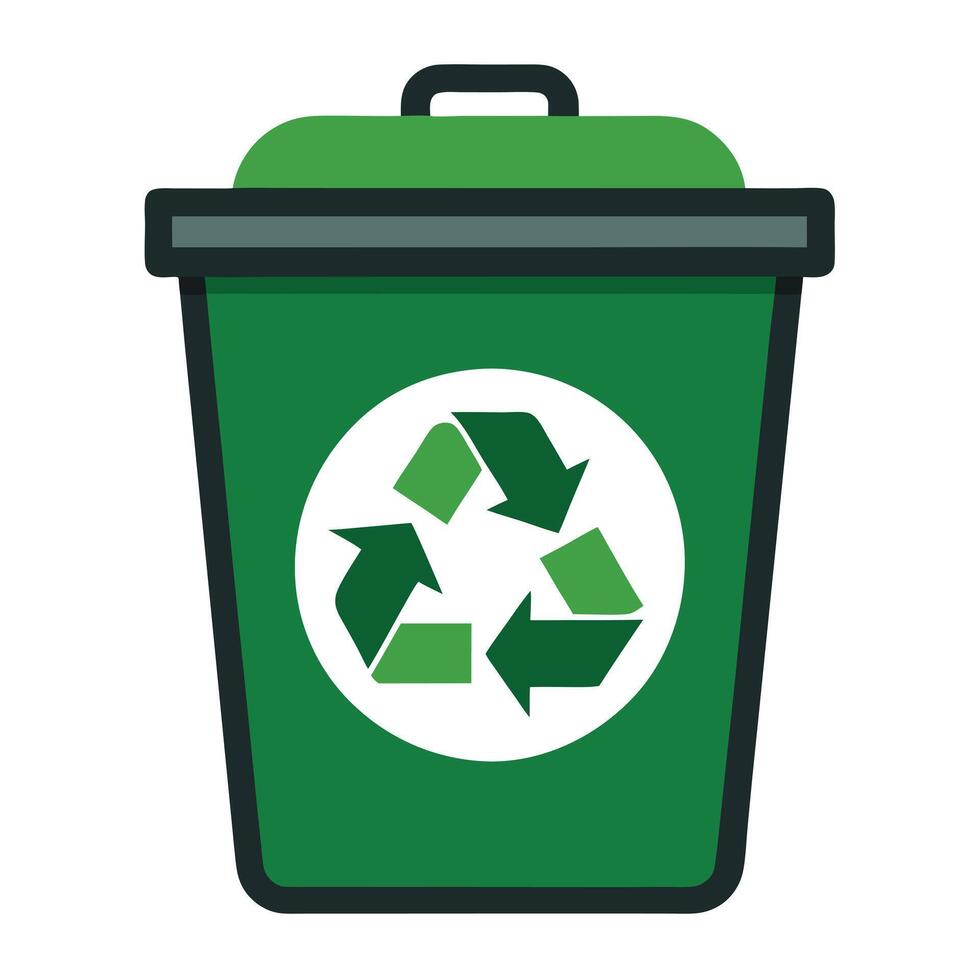 Trash Bin Icon with a Recycling Symbol and Isolated Background vector
