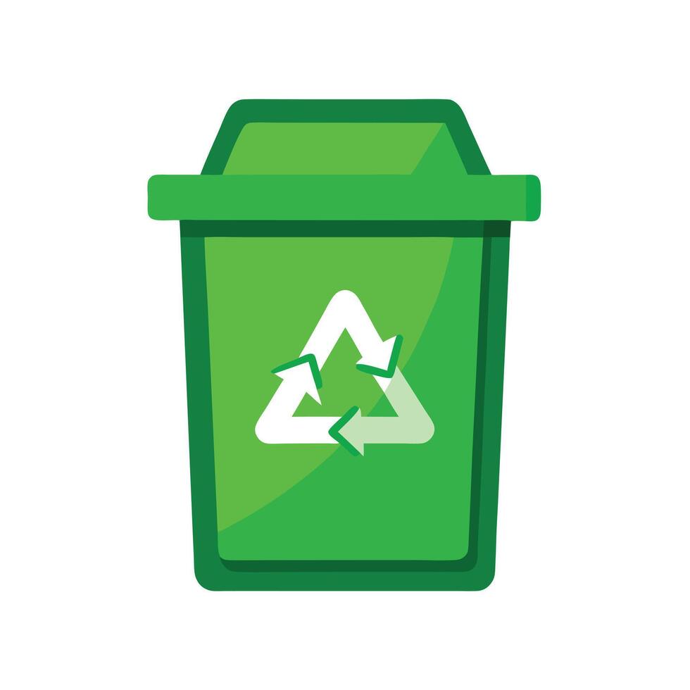 Elegant Green Recycling Bin Icon and Isolated Background vector