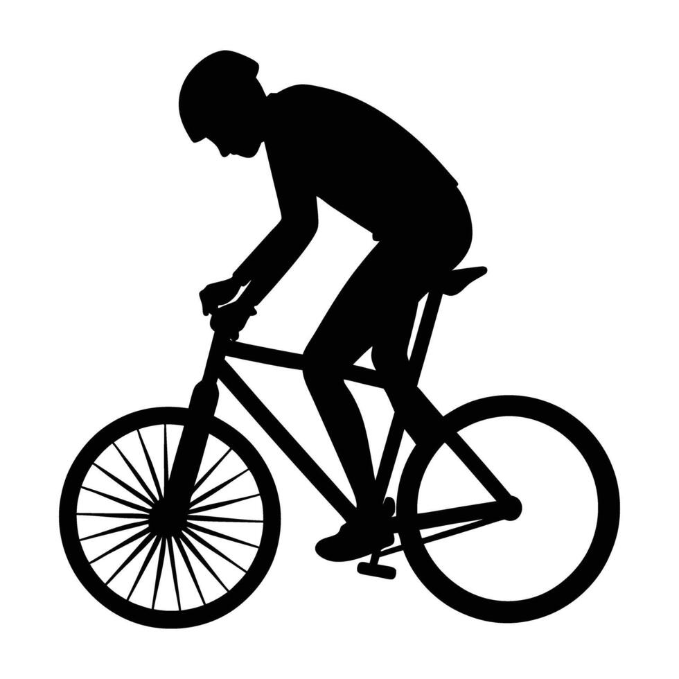 A cautious person dismounting a bicycle carefully on a step vector