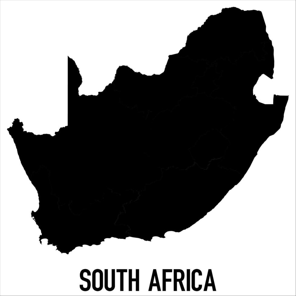South Africa Map - black World Map International template with High detailed isolated on white background vector