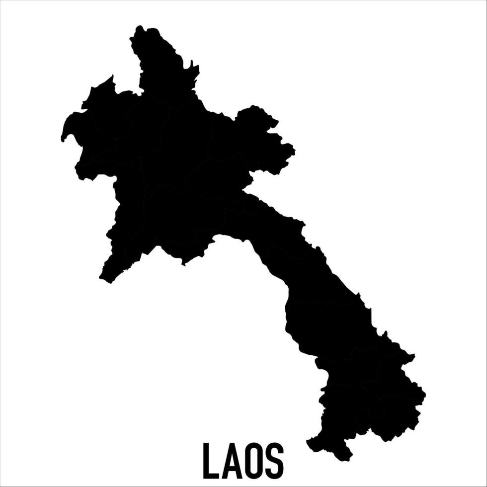 Laos Map - black World Map International template with High detailed isolated on white background vector