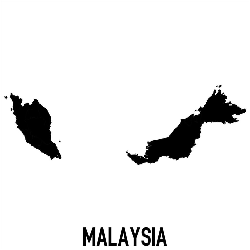 Malaysia Map - black World Map International template with High detailed isolated on white background vector