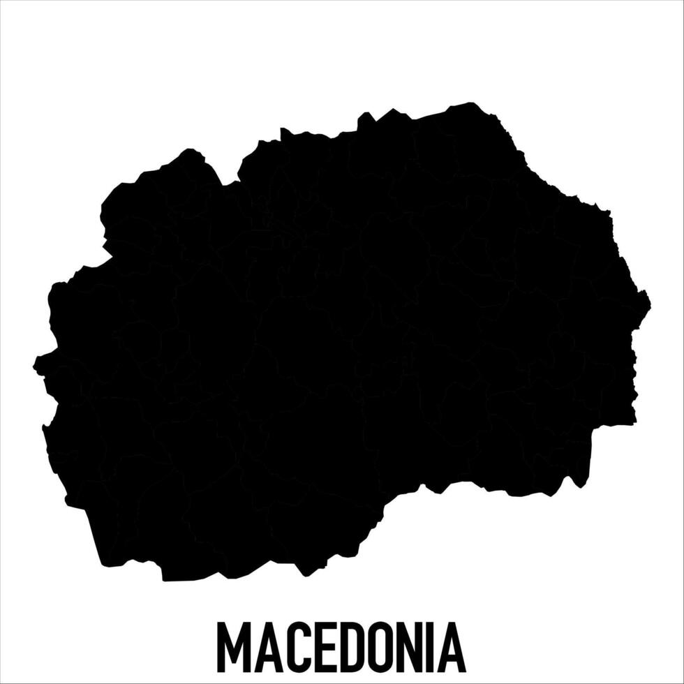 Macedonia Map - black World Map International template with High detailed isolated on white background vector