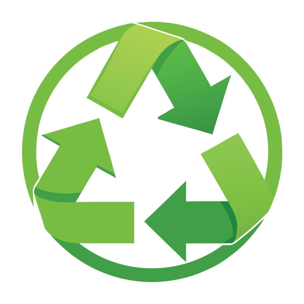 Modern Recycling Symbol Icon with Arrows and Isolated Background vector