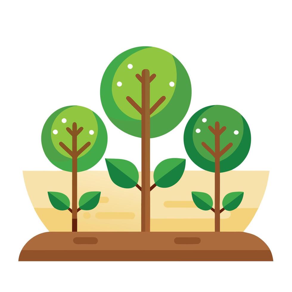 Modern Trees Being Planted Icon and Isolated Background vector