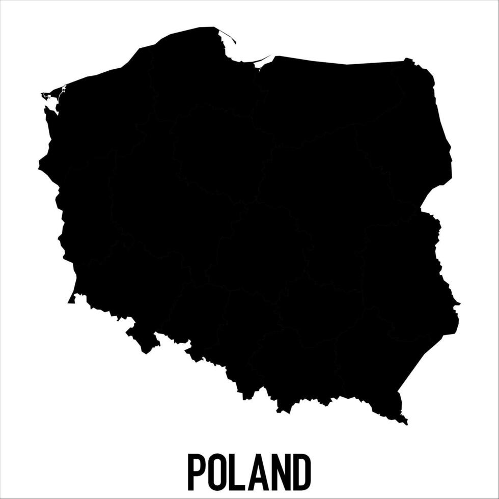 Poland Map - black World Map International template with High detailed isolated on white background vector