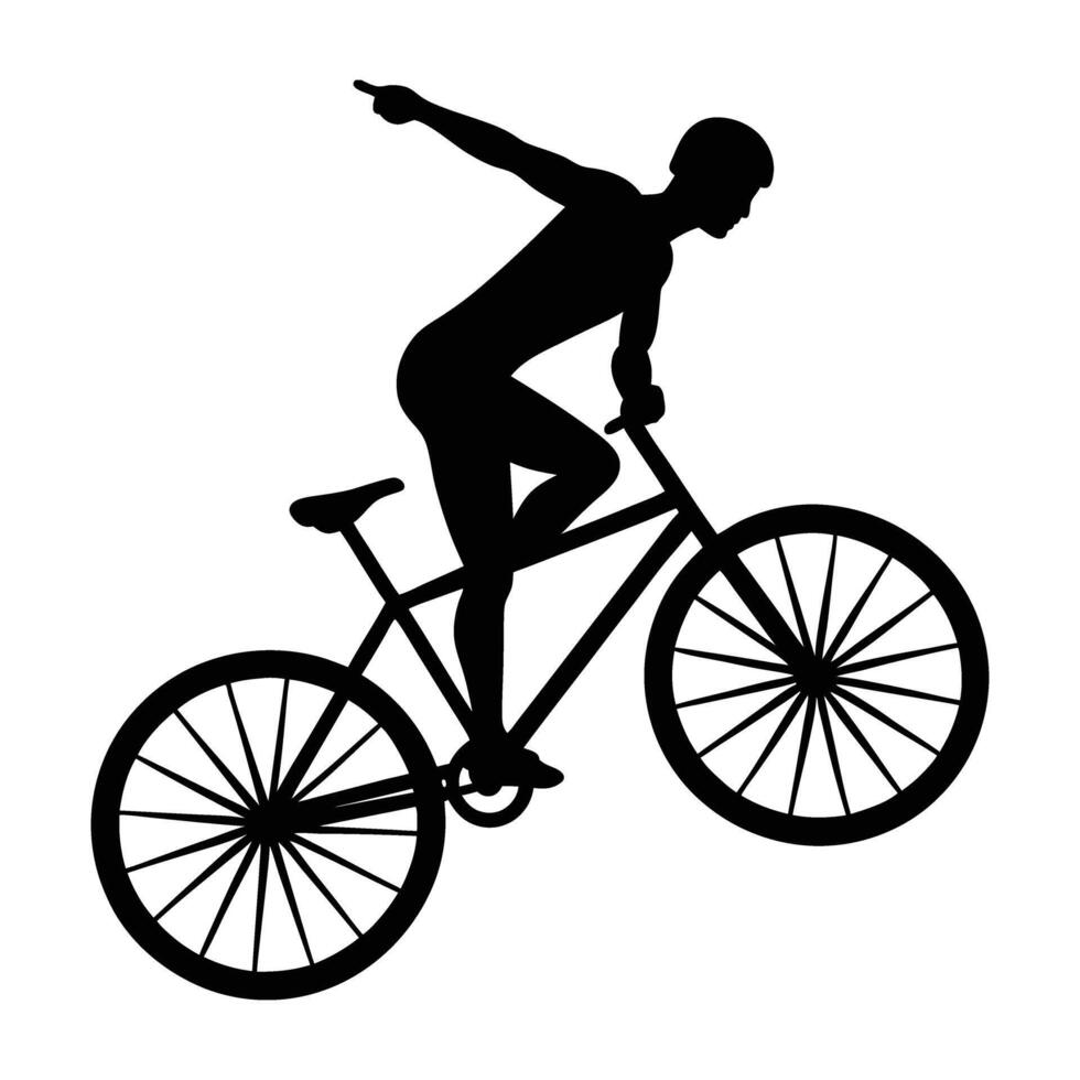 Focused individual performing a flawless track stand on a skateboard with perfect balance silhouette vector