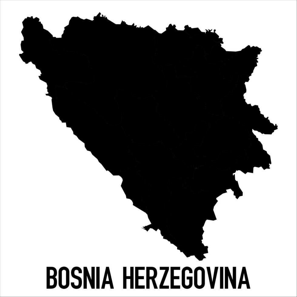 Bosnia Herzegovina Map - black World Map International template with High detailed isolated on white background vector