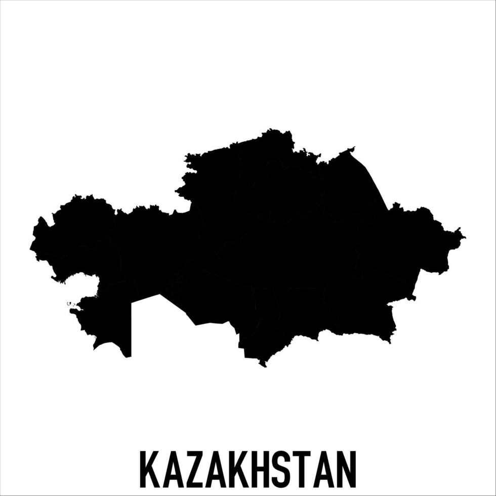 Kazakhstan Map - black World Map International template with High detailed isolated on white background vector