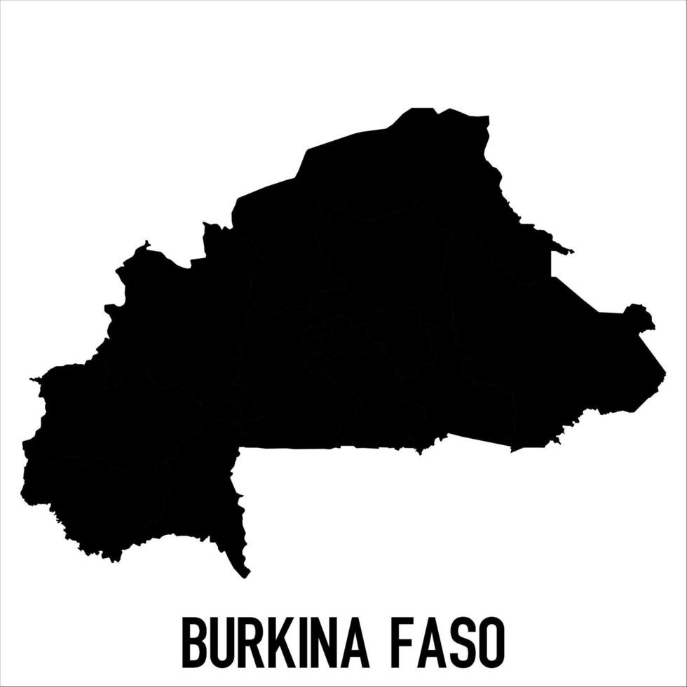 Burkina Faso Map - black World Map International template with High detailed isolated on white background vector