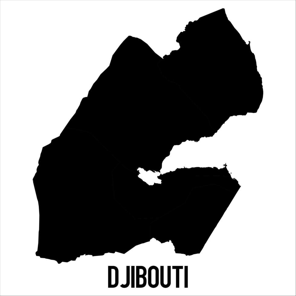 Djibouti Map - black World Map International template with High detailed isolated on white background vector