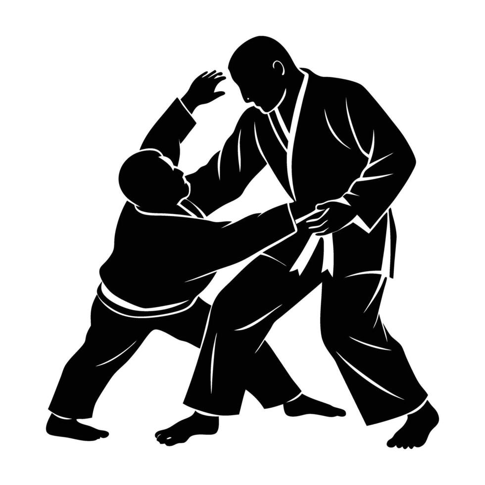 A dedicated judo practitioner firmly gripping an opponent during intense action vector