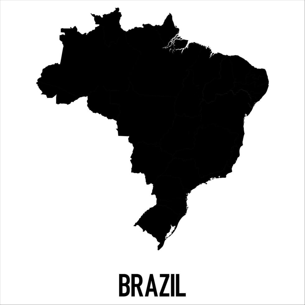 Brazil Map - black World Map International template with High detailed isolated on white background vector