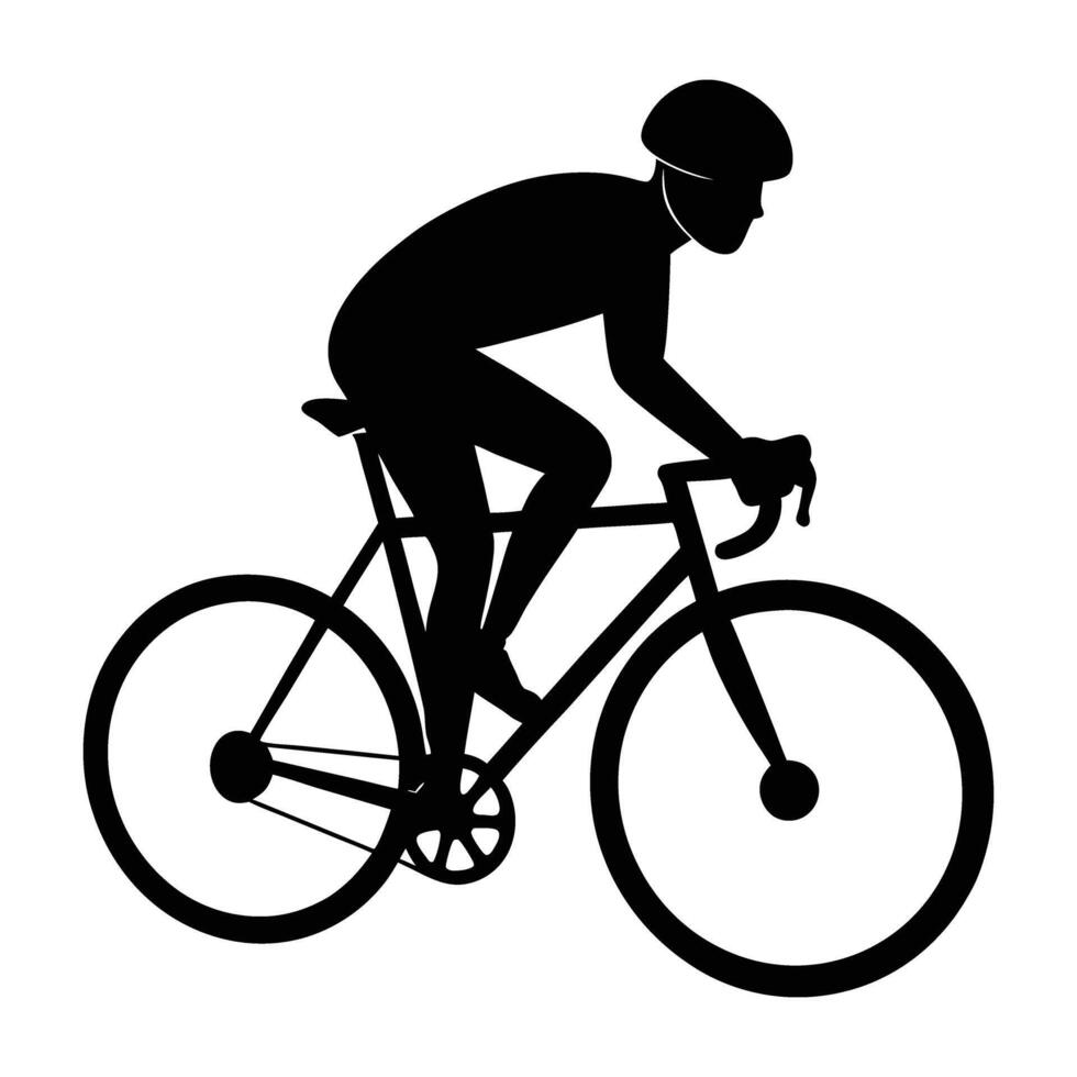Focused individual cycling on a fixed gear bike with agile movements and sleek design silhouette vector
