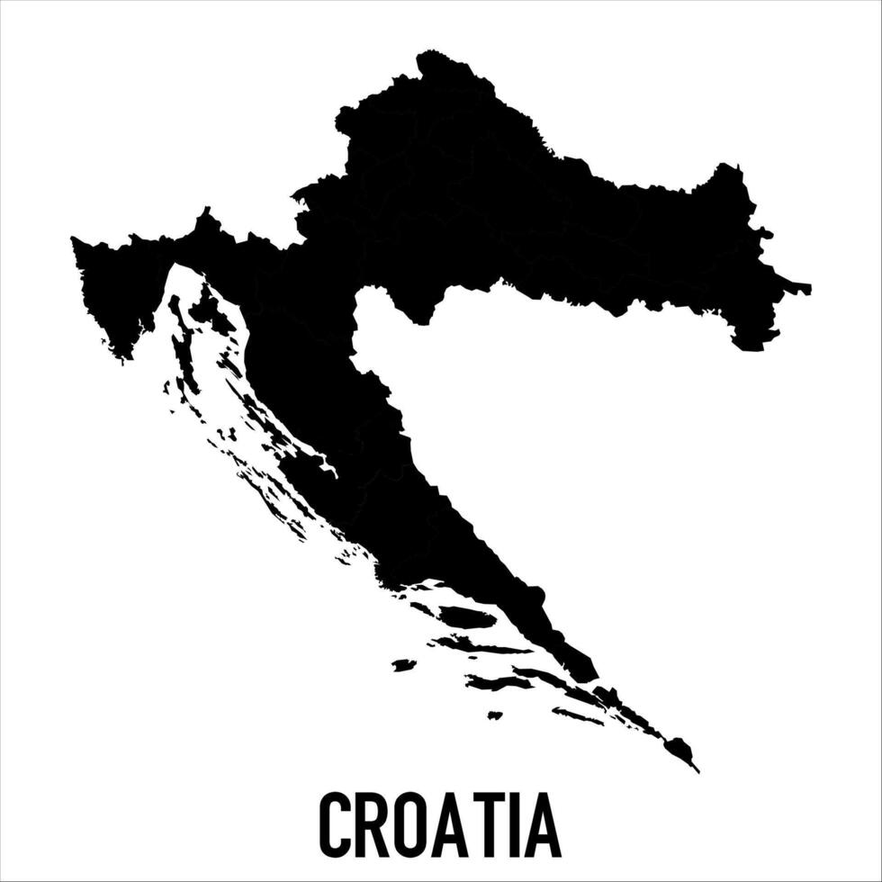 Croatia Map - black World Map International template with High detailed isolated on white background vector