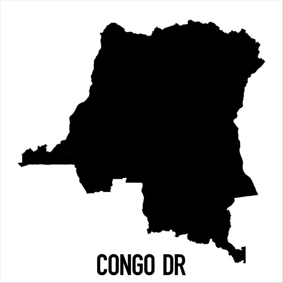 Congo Dr Map - black World Map International template with High detailed isolated on white background vector