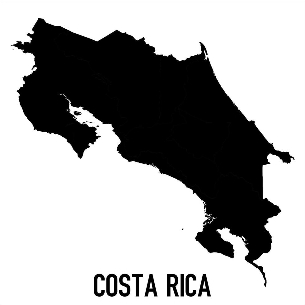Costa Rica Map - black World Map International template with High detailed isolated on white background vector