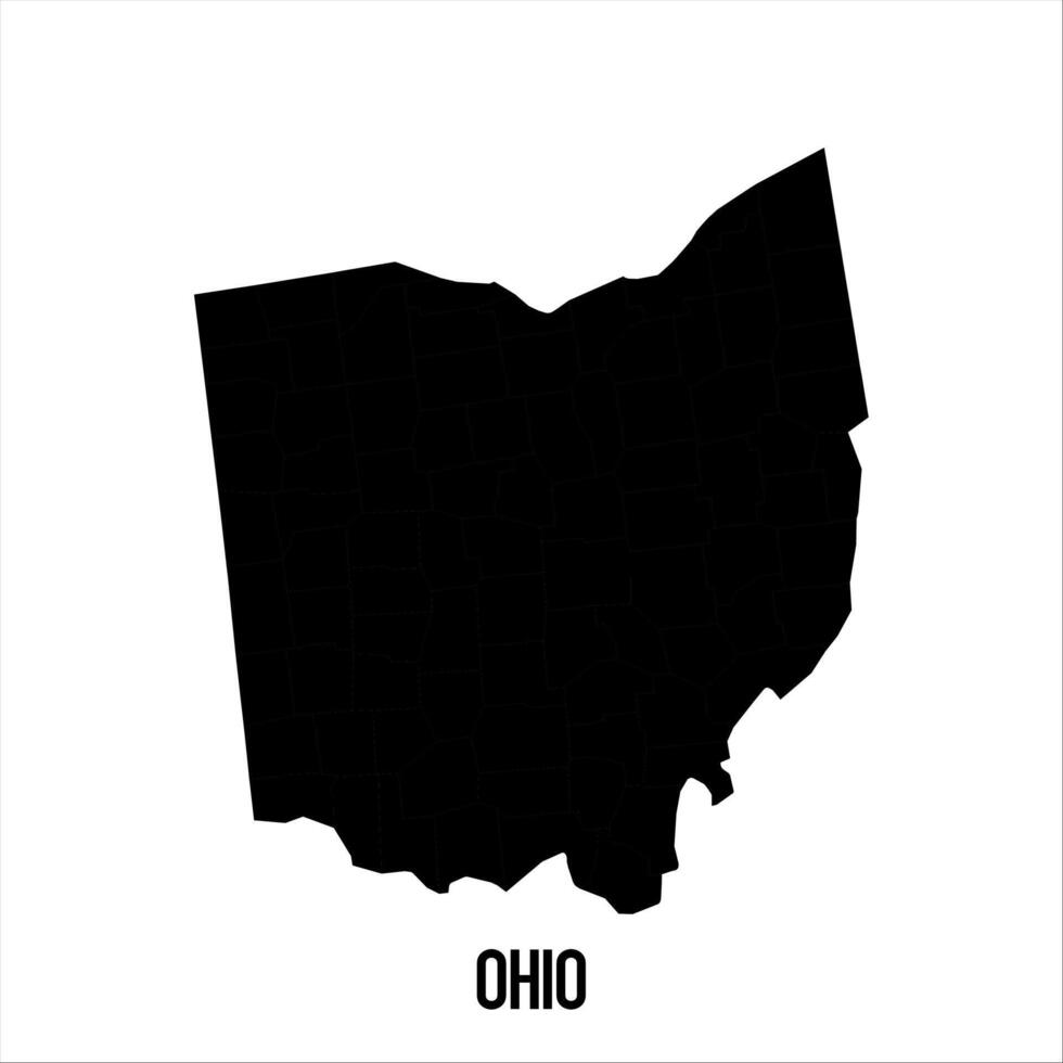 Ohio Map - black World Map International template with High detailed isolated on white background vector